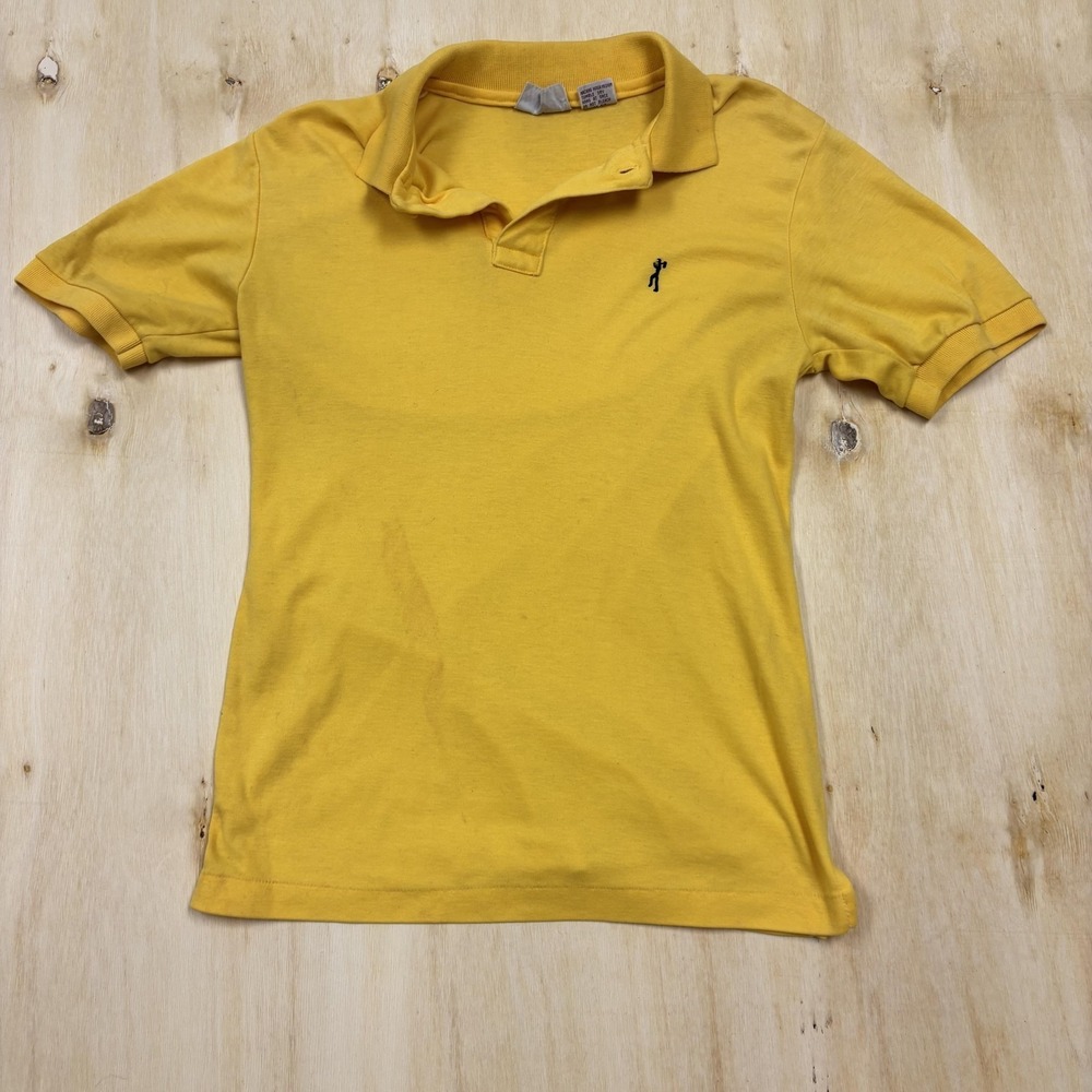 Vintage Madrigal Shirt Mens Small Yellow Solid Embroidered Korea Golf Polo